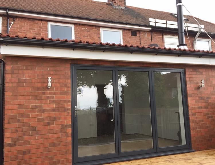 Single storey rear extension with anthracite bifold doors